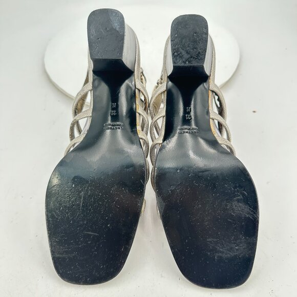 YSL Yves Saint Laurent Women Size 11N Silver Block Buckle Heel Sandal - Picture 8 of 11